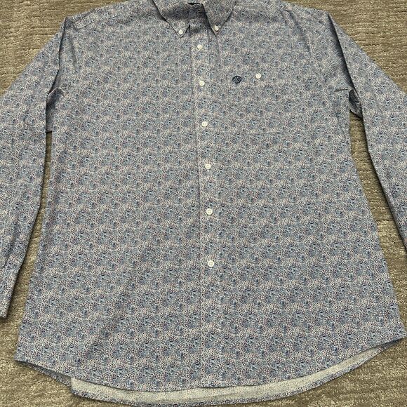 Wrangler George Strait Shirt Mens Large Blue Pink Paisley Western Cowboy Rodeo - Picture 6 of 13